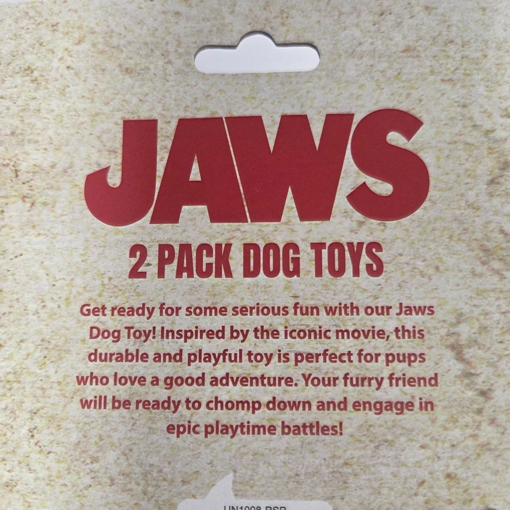Jaws Dog Toys Pet OS Multi New Shark Orca Boat Plush Squeaker 2 Pack Movie Toy